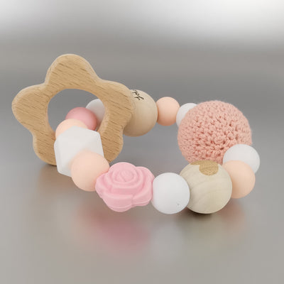 Greifling mit Blüte, Greifling für Babys, Greifling mit Blumen, Beißring für Babys, Taufgeschenk. Greifling diy, Geschenk zur Geburt, Babygeschenke, individuelle Geschenke, newborngift, Beißring mit Blumen